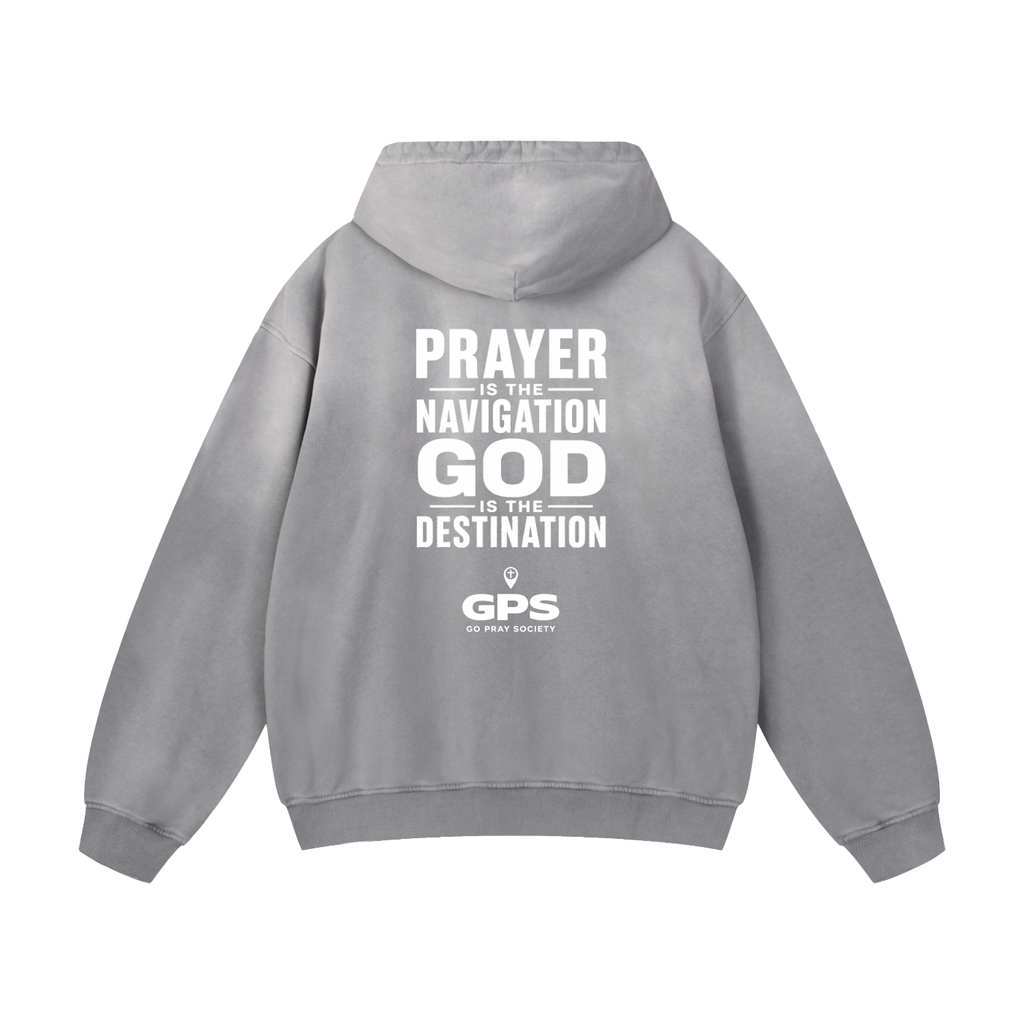Prayer is the Navigation Sunfade Oversized Hoodie